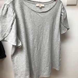 Loft Cotton Shimmer Tee Flutter Sleeves sz  20/22